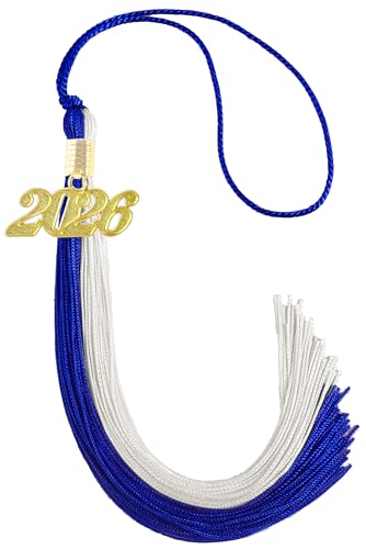Image of Blue and White Graduation Tassel 2026 for Grad Cap and Graduation Ceremony Accessory Decoration