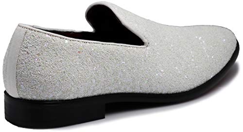 Image of SPK04 Men's Vintage Glitter Dress Loafers Slip On Shoes Classic Tuxedo Dress Shoes
