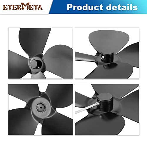 Etermeta Fan Blade Replacement Part 4 Blade For Heat Powered Fireplace Fan, Wood Stove Fan Accessories, Black #TOP4