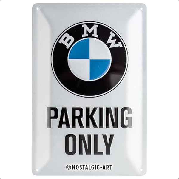 Nostalgic-Art Retro tabliczka z blachy, 20 x 30 cm, BMW – Parking Only White – Pomysł na prezent dla miłośników BMW, Official License Product (OLP), z metalu, Styl vintage