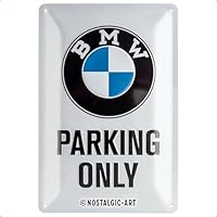 Nostalgic-Art Retro Blechschild, 20 x 30 cm, BMW – Parking Only White – Geschenk-Idee für BMW Accessoires Fans, Original Lizenzprodukt (OLP), aus Metall, Vintage Design, Blechschilder Sprüche