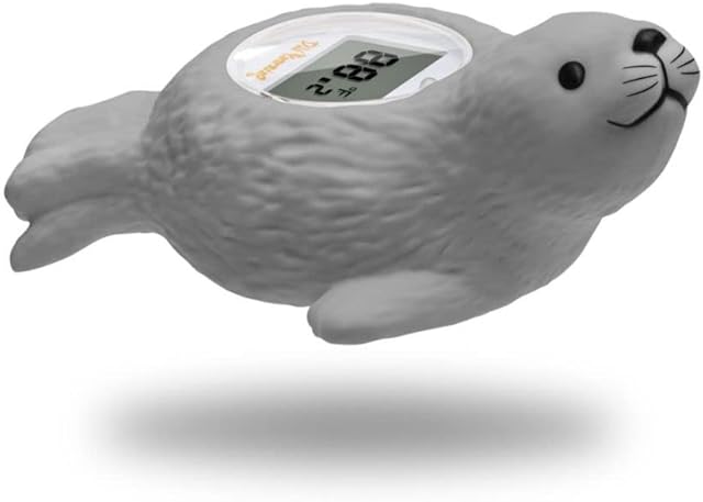Doli Yearning Seal Baby Bath Thermometer, Toddlers Floating Bath Toy, Bathtub Thermometer Available for Fahrenheit and Celsius degree - Grey