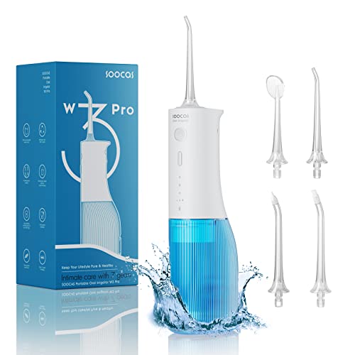 SOOCAS-Water-Flosser-Water-Pick-for-Teeth-Cleaning-Cordless-with-7-Cleaning-Solutions-4-Nozzles-IPX7-Waterproof-and-Rechargeable-for-Travel-and-Home-Use-W3-Pro-Blue
