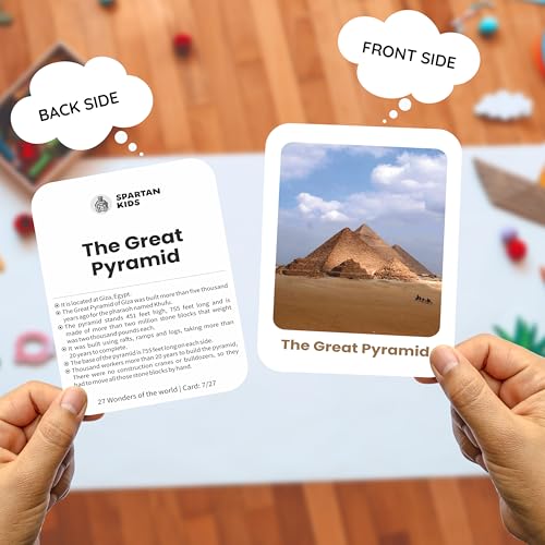Image of SPARTAN KIDS Wonders of The World Creative Thinking Flash Cards for Kids | 27 Early Learning Flash Cards Easy & Fun Way of Learning 1 Year to 6 Years Babies