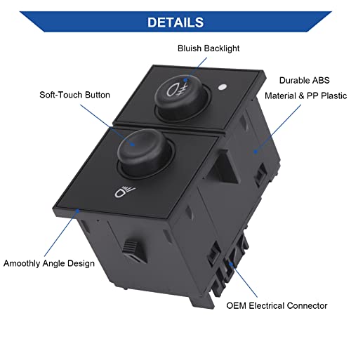 Obaee Fog Lamp Switch Cargo Light Switch Compatible With 03-07 Chevy Chevrolet Tahoe Avalanche Suburban Silverado Cadillac Escalade Gmc Yukon Sierra 1500 2500 3500 Replace 15143597 15076588 Bluish Led #TOP5