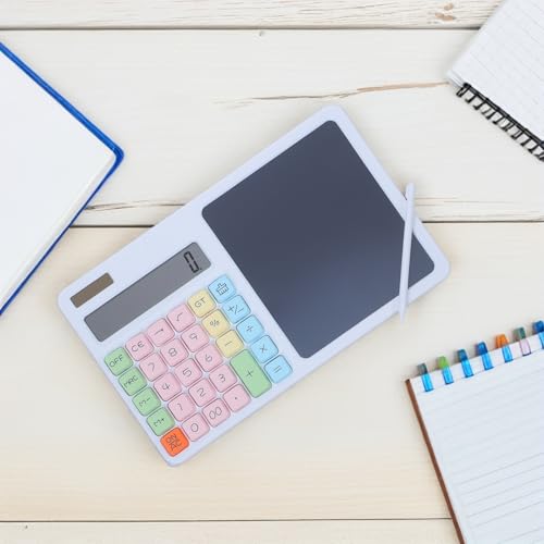 Calculadora con tableta de escritura de 12 dígitos blanca Lurrose silenciosa de ABS 5