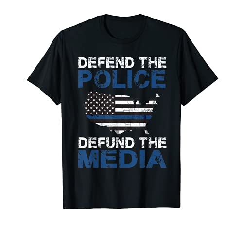 Défend the Police Defund the Media Drapeau américain Cadeau T-Shirt