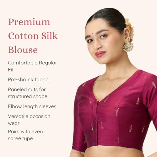 Image of Studio Shringaar Women's Handloom Cotton Silk Readymade Saree Blouse with Underarm Sweat Pads (Pack of 14 Pads)