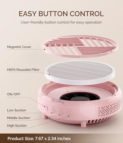 Melodysusie Nail Dust Collector,Compact Vacuum Fan Dust Collector For Beginner With Reusable Filter,Hpro Powerful Dust Suction Machine Manicure Pedicure Tool For Acrylic Nail Polishing,Salon & Home thumb #5