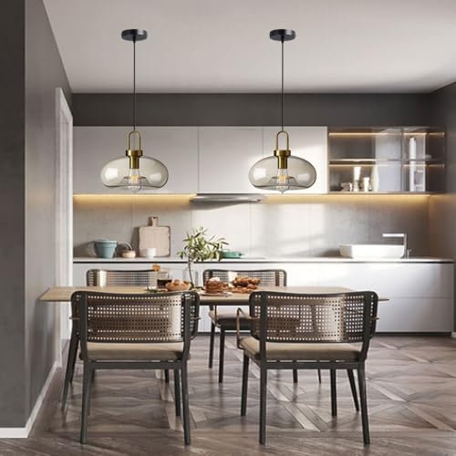 Lámpara de techo industrial con acabado de cristal elegante y casquillo E26 5