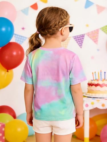 Image of Girls' Birthday Girl Letter Print T-Shirt with Bracelet, Pink, Size 4-12Y, Short Sleeve