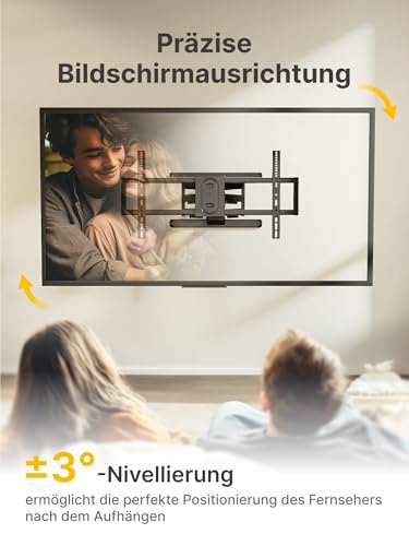 monTEK Vollbewegliche TV Wandhalterung für 43-95 Zoll Fernseher bis zu 60kg, TV Wandhalterung Schwenkbar mit Doppelten Gelenkarmen, Neigbare Wandhalterung Fernseher, Max. VESA 800x400 mm – Bild 4