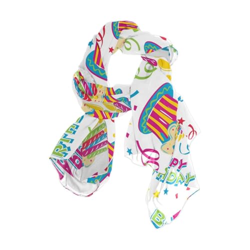 OTVEE Happy Birthday Colorful Cakes Scarfs for Women Lightweight Scarf Shawl Fashion Designer Scarves Shawls
