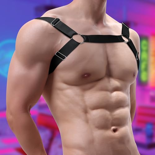 Mens Body Chest Belt Harness Simple Elastic Shoulder Strap Sexy Night Club Party Cosplay Costume3