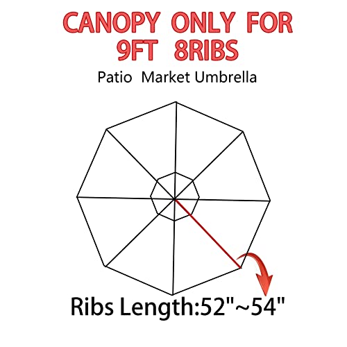 Garden Lucky 9Ft Patio Umbrella Replacement Canopy Market Umbrella Top Outdoor Umbrella Canopy For 8 Ribs Umbrella Dark Grey #TOP5