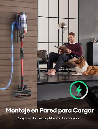 Miniatura 8 de Ultenic Aspiradora Sin Cable 55kpa 60min, Pantalla Led Muestra Batería Restante En Minutos, Escoba Aspiradora Antienredo Con Tubo Articulado, Limpia El Fondo De Los Muebles Sin Agacharse