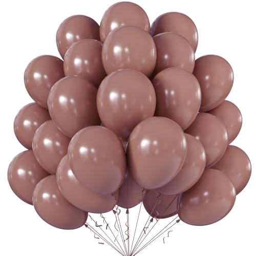 Image of 12 Inch Mocha Brown Balloons, 50 Pcs Latex Helium Balloons for Kid's Birthday Party, Baby Shower, Wedding, Graduate Party Decorations