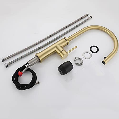Grifos de cocina monocomando giratorios con manguera extensible de acero 4