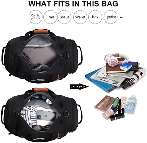 Sucipi Travel Duffle Bag for Women,Weekender Bags,Carry on Bag,Overnight Bag,Gym Bags for Womens with Shoes Compartment Waterproof Black 2 Sucipi Travel Duffle Bag for Women,Weekender Bags,Carry on Bag,Overnight Bag,Gym Bags for Womens with Shoes Compartment Waterproof Black