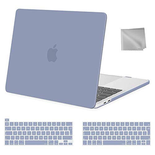 MOSISO Funda Dura Compatible con 2020-2016 MacBook Pro 13 Pulgadas A2338 M1 A2289 A2251 A2159 A1989 A1706 A1708, Plástico Rígido Carcasa&Cubierta de Teclado&Paño Limpieza,Gris Lavanda