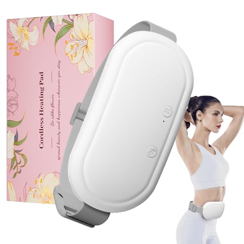 Image of yeklike Portable Electric Heating Pad for Period Cramps,Menstrual Heating Pads with 4 Heat Levels and 4 Vibrating Modes for Women Stomach Pain Relief-White