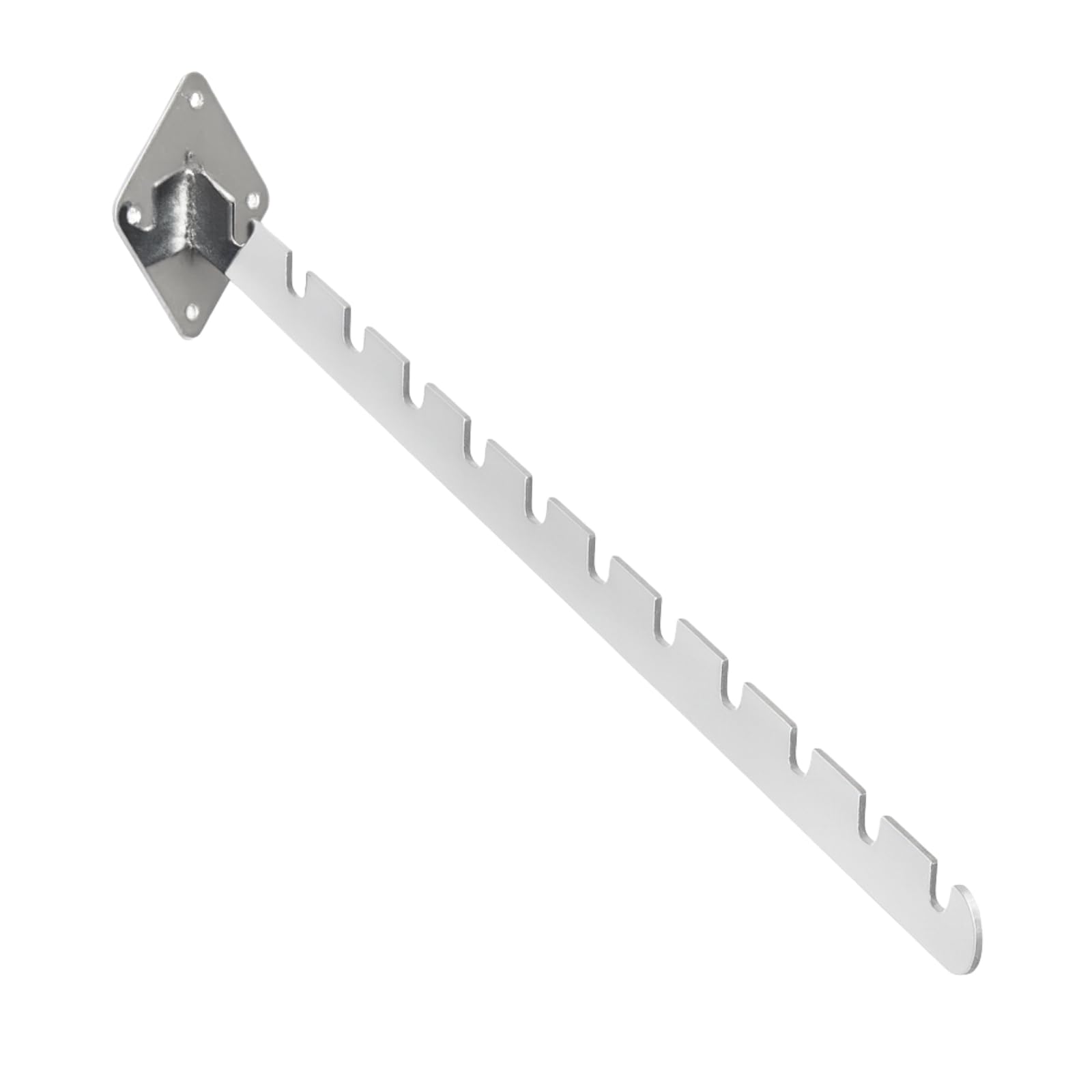 Shoplines Supplies 2X Wall Mounted 12 Notched Arm – Chrome Finish Waterfall Display Rail for Clothes & Garments – Heavy-Duty Retail Display Arm with 4 Fixing Holes – 400mm Projection