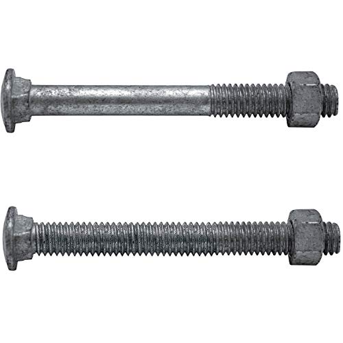 Image of Carriage Bolts 3 /8-16 x 3-1 /2 inch: w /Nuts Galvanized Bulk Carriage Bolt ~ Coarse Thread (3 1 /2 inches Long) (100 Pieces) - Chain Link Fence Carriage Bolt w /Nuts