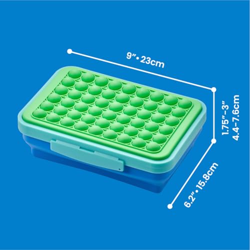LockerMate by Bostitch Expandable Pencil Box with Pop-It Top Collapsible Pencil Case for Craft and School Supplies, Green/Blue - Image 6