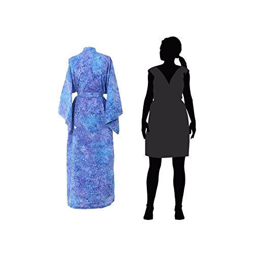Novica Handmade Soft And Lightweight Women's Batik Cotton Kimono Robe - Long Knit Bathrobe For Casual Loungewear And Sleepwear, With V-Neck Design - Blue Batik Pattern, Rushing River' #TOP2