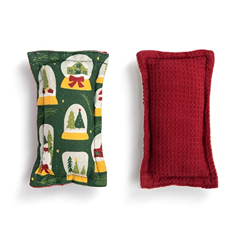 Image of DEMDACO Snow Place Like Home Green and Yellow 5 x 3 Inch Cotton Christmas Kitchen Sponge Set of 2
