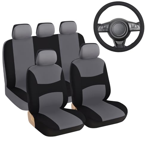 Housses de sièges auto 9 pièces TOPBATHY avec couvre-volant pour une protection complète du véhicule
