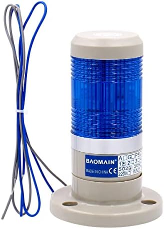 Baomain Warning Continuous Light 110V AC Industrial Continuous LTP-502T Blue LED Signal Tower Lamp