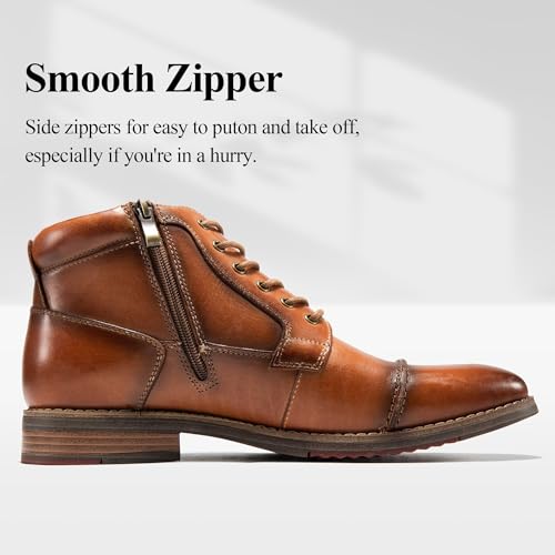 Image of Arkbird Men's Dress Boots Genuine Leather Cap Toe Ankle Boot with Side Zipper for Casual Business Formal Wear