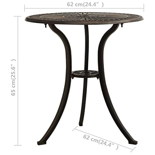 Feer Garden Table, Cast Aluminium Outdoor Table, Patio Furniture Bronze 62X62X65 Cm #TOP1