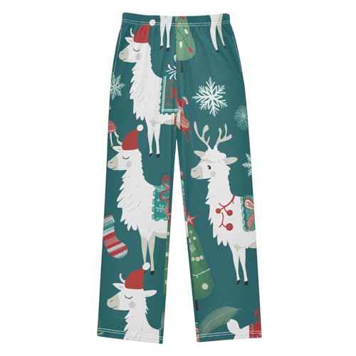 ZZXXB Llama Xmas Tree Boys Long Pants Soft Trousers Elastic Waist Kids Lounge Bottoms with Pockets S-XL