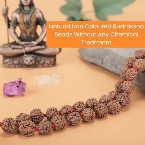 Image of Vado 5 Mukhi Rudraksha Mala 108 Panchmukhi Beads with Certificate 10mm (Brown)