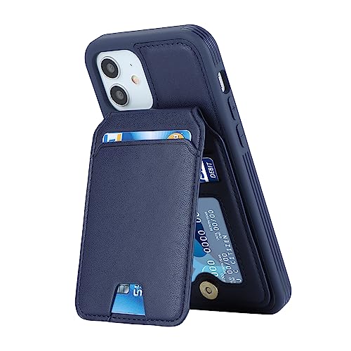 Étui portefeuille iPhone 12 chic bleu foncé finitions magnétiques