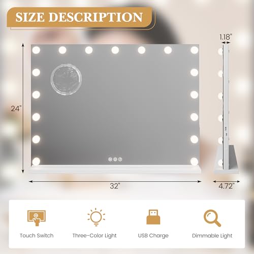 Espejo de tocador con luces LED y puerto USB 32 in x 24 in miniatura 4