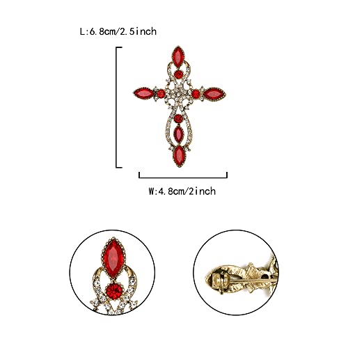 Image of Flyonce Cross Brooch for Women, Rhinestone Crystal Vintage Style Celtic Knot Riligious Christian Lapel Pin