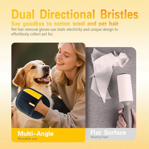 Gants d'épilation d'animaux réutilisables, brosses textiles pour poils de chat et chien