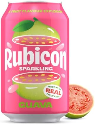 Rubicon Sparkling Guava Drink - 330ml | Tropical Fizzy Guava Drink | Made with Real Fruit Juice | Reduced Sugar | Vegan & Vegetarian Friendly | Handpicked Guavas | Made in UK
