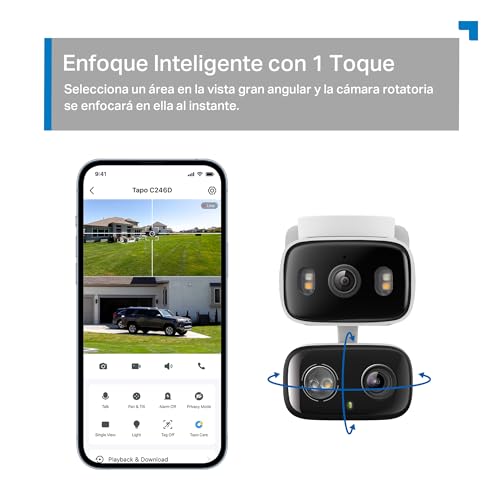 Image of Tapo C246D Outdoor Wifi Surveillance Camera with 2K Dual Lens, 125 Wide Angle and 6mm Telephoto Lens, Smart Tracking, Free AI Detection, Night Vision, MicroSD Card up to 512GB