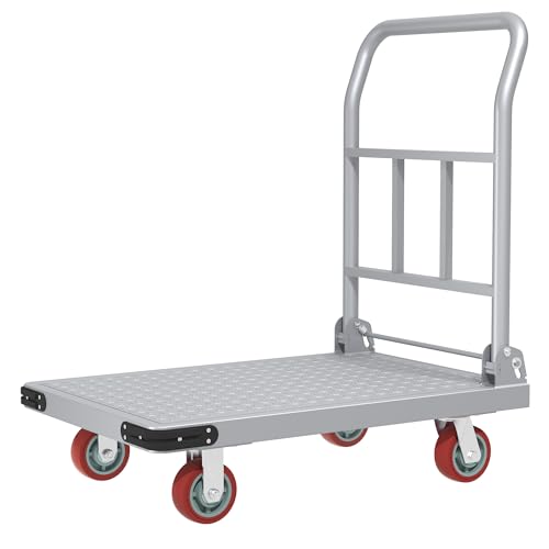 BJXYCH Steel Panel Heavy Platform Truck Dolly Cart with 1200 lbs Capacity, Industrial Platform Truck Cart 35.4x23.6x37.8 Inches Steel Board(Sliver,L) by BJXYCH - Image 8