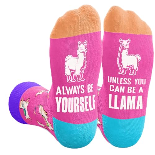 HAPPYPOP Llama Gifts for Women Men - Unique Llama Socks for Animal Lovers Teens Novelty Alpaca Gifts