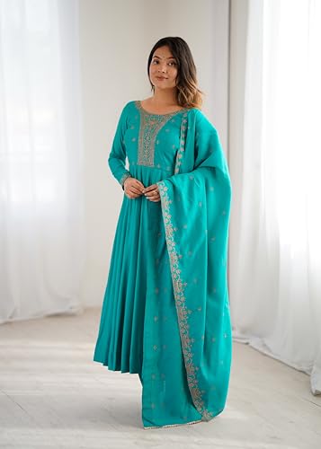 Image of ZUVAANYA Ready To Wear Indian /Pakistani Party Wear Women's Embroidery Faux Georgette Anarkali Floral Gown For Women