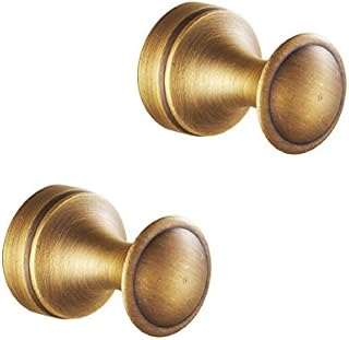 Weare Home Antique Brass Towel Hooks Wall Mounted Bathroom Coat Hooks Retro Decorative Simple Design Hats Hooks, 2 Pack