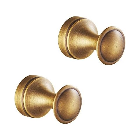 Weare Home Antique Brass Towel Hooks Wall Mounted Bathroom Coat Hooks Retro Decorative Simple Design Hats Hooks, 2 Pack Cover