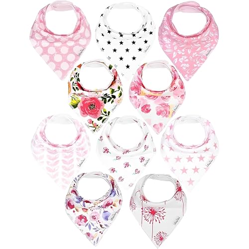 Image of KiddyStar Double Layer Baby Bibs | Ideal For Drooling, Teething, Feeding Infants | Organic Cotton, Thick, Snap Closure