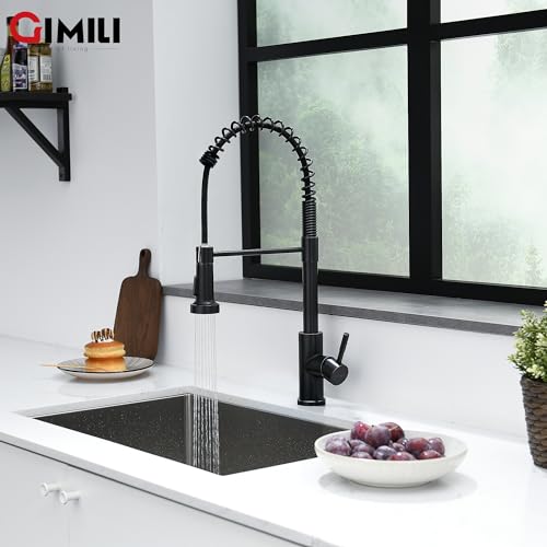 Image of GIMILI Oil Rubbed Bronze Kitchen Faucet with Pull Down Sprayer Single Hole Stainless Steel Sink Faucet, Suitable for Farmhouses, RV, Laundry Room, Outdoor, and Campers. Llave para fregadero de cocina