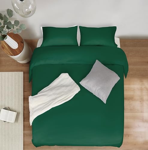 Image of Mejoroom Emerald Green Duvet Cover King - Comforter Cover - Soft and Breathable Bedding Duvet Cover with Zipper Closure, 3Pieces, 1 Duvet Cover (104x90) and 2 Pillow Cases(20x36)